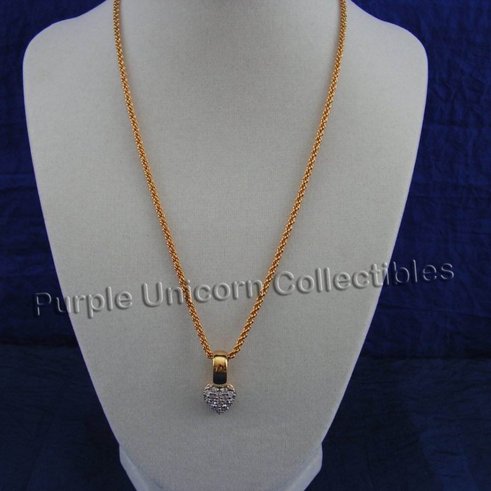 Vintage Swarovski Crystal Pave Heart Pendant Necklace